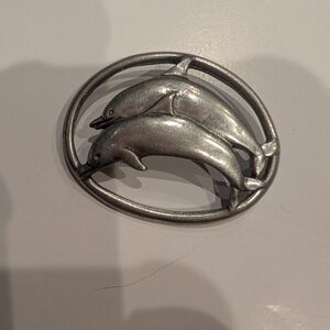 Pewter Dolphins Brooch By Seagull Pewter